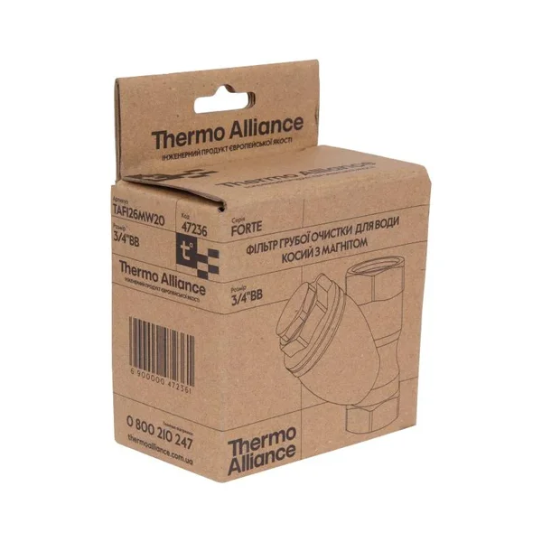 Фільтр грубої очистки косий Thermo Alliance Forte TAF126MW20 латунний з магнітом 3/4
