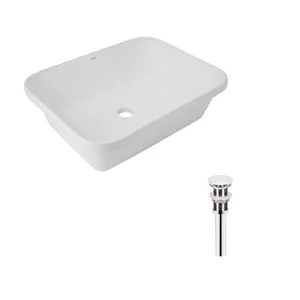 Комплект Qtap Scorpio: Раковина врезная прямоугольная 510х390х145 мм White + Донный клапан PU02