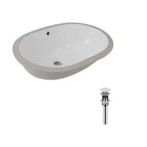 Комплект Qtap Stork: Раковина врезная овальная 570x390x210 мм White + Донный клапан PU02O
