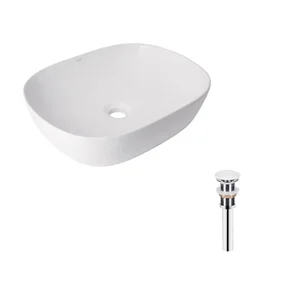 Комплект Qtap Aquarius: Раковина накладная прямоугольная 470x380x120 мм White + Донный клапан PU02