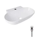 Комплект Qtap Cardinal: Раковина подвесная / накладная овальная 565х400х130 мм White + Донный клапан PU02