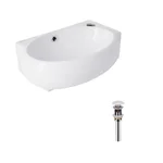 Раковина Qtap Leo подвесная овальная правая 430×285 мм керамическая белая с донным клапаном (QT11115011RWN47333)