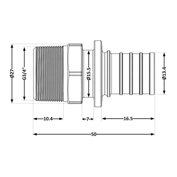 Перехідник під натяжну гільзу Icma №1034 d16х2,2-3/4