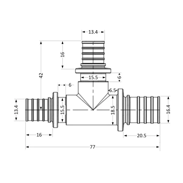 Трійник натяжний Icma d20х16х16 №1039 d20×16×16 мм латунний (851039GWBOBO05)