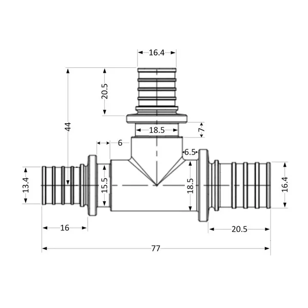 Трійник натяжний Icma d20х20х16 №1039 d20×20×16 мм латунний (851039GWGWBO05)