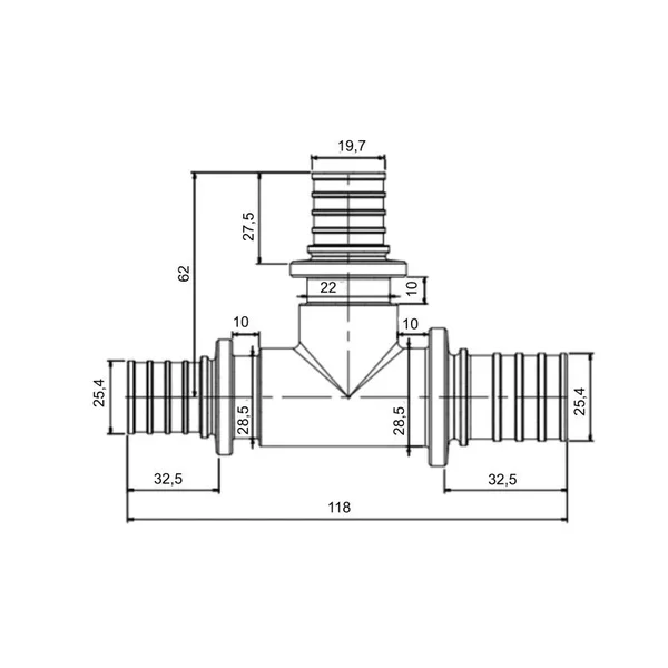 Трійник натяжний Icma d32х25х32 №1039 d32×25×32 мм латунний (851039GYGXGY05)