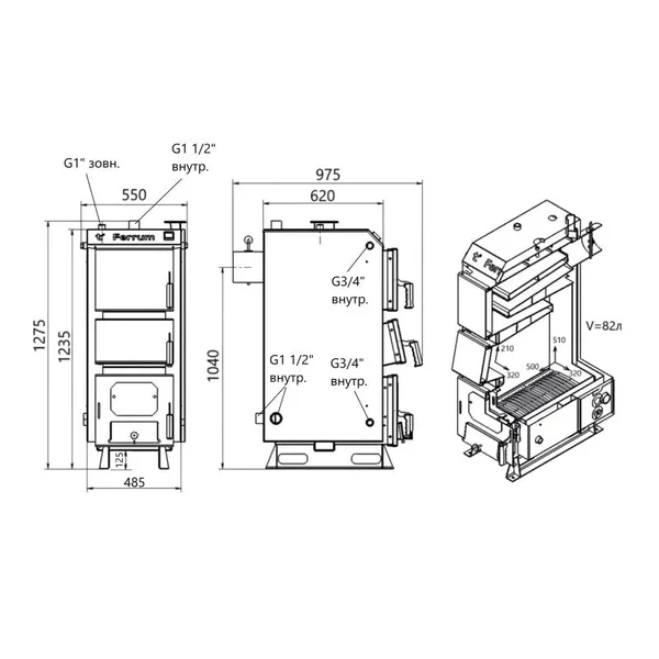 Котел твердотопливный стальной Thermo Alliance Ferrum V 5.0 FSF 20