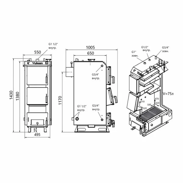 Твердотопливный котел Thermo Alliance Vulcan V 5.0 SF 18 стальной 18 кВт (VSF18V50)