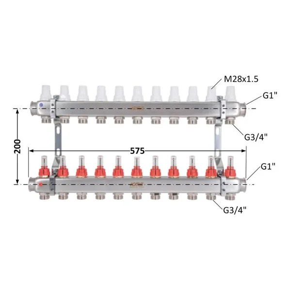Колектор Icma № К073 з витратомірами (нерж.) 1