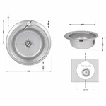 Кухонна мийка Brinex 510-D кругла з нержавіючої сталі 0.8 мм з поверхнею micro decor (BRIN510MDEC08)