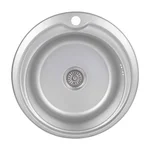 Кухонна мийка Brinex 510-D кругла з нержавіючої сталі 0.8 мм з поверхнею micro decor (BRIN510MDEC08)