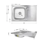Кухонная мойка Brinex 5080-L накладная из нержавеющей стали satin 0, 6 мм с правым крылом (BRIN5080LSAT06)