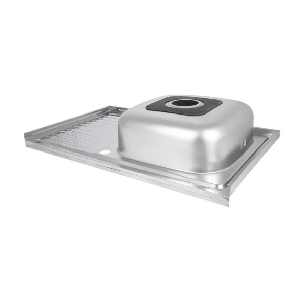 Кухонная мойка Brinex 5080-R из нержавеющей стали 0, 6 мм, сатиновая, накладная с левым крылом (BRIN5080RSAT06)