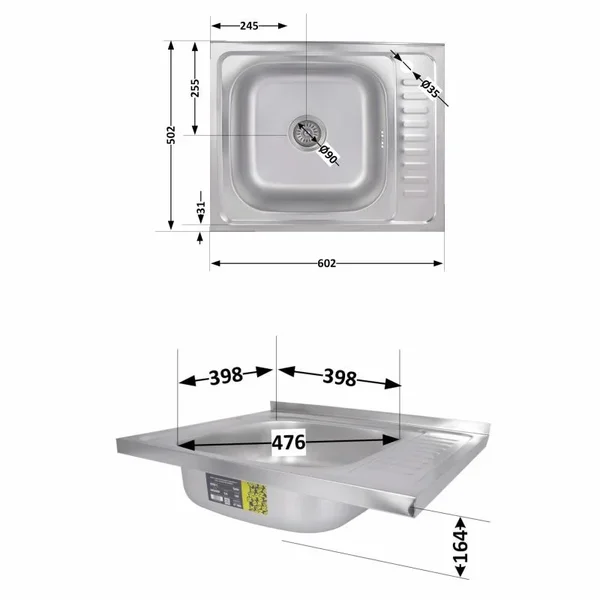 Кухонная мойка Brinex 6050-L 0,6 мм Satin (BRIN6050LSAT06)