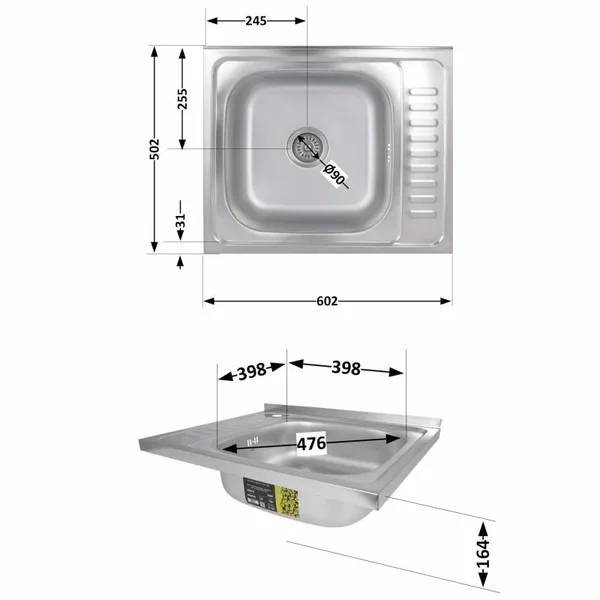 Кухонная мойка Brinex 6050-R 0,6 мм Satin (BRIN6050RSAT06)