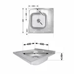 Кухонная мойка Brinex 6060-R из нержавеющей стали 0.6 мм, сатиновая, накладная с левым крылом (BRIN6060RSAT06)