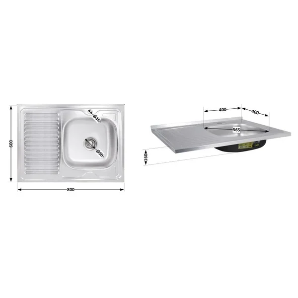 Кухонная мойка Brinex 6080-R 0,6 мм Satin (BRIN6080RSAT06)