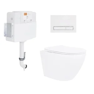Готове рішення Qtap для ванної кімнати: Унітаз напольний Robin Ultra Quiet QT13223381AW + інсталяція QT0122490S+ клавіша QT0111M08V1384W