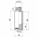 Подовжувач Thermo Alliance TAF1301590 Forte латунний хромований 1/2