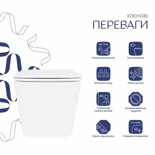 Унитаз подвесной Qtap Crow белый безободковый с дюропластовым сиденьем Slim Soft-close и Quick Release (QT05335171RW)