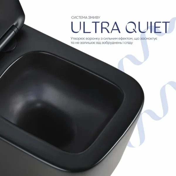 Унитаз подвесной Qtap Crow Ultra Quiet 485×340×290 мм, Matt Black, с сиденьем Slim Duroplast/ Soft-close/ Quick Release QT05335171MB
