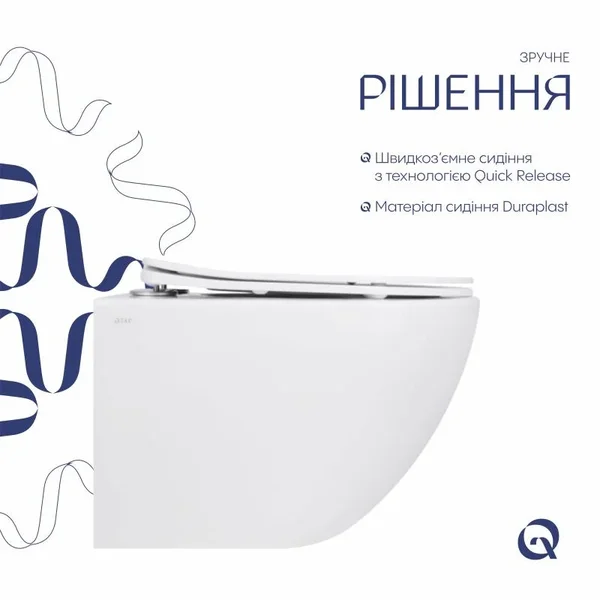 Унитаз подвесной Jay Rimless 485×360×320 мм, White, с сиденьем Slim Duroplast/ Soft-close/ Quick Relase QT07335177RW Qtap