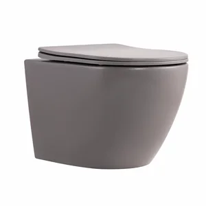 Унитаз подвесной Robin Ultra Quiet 490×365×325 мм, Stone Grey, с сиденьем Slim Duroplast / Soft-close / Quick Release QT13332381АSSG Qtap