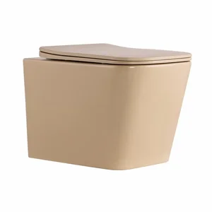 Унитаз подвесной безободковый Qtap Tern Ultra Quiet бежевый матовый с тонким сиденьем Soft-close и Quick Release (QT17332303ASSB)