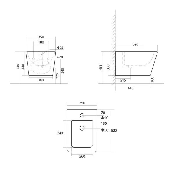 Биде подвесное Qtap Tern 520x350x330 мм, Stone grey QT17551303GSG