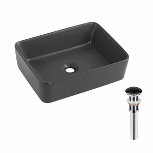 Раковина накладна Qtap Tern 480x370x135 мм, Anthracite, прямокутна, з донним клапаном QT17116069AN