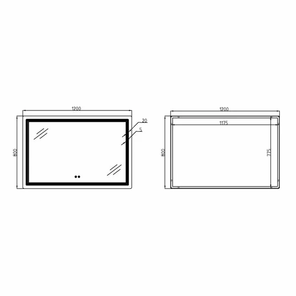 Зеркало Qtap Cardinal (CA2) 1200х800 с LED-подсветкой Touch, с антизапотеванием, с диммером, рег. темп. цвета (3000-6500K) QT0478C1208048454