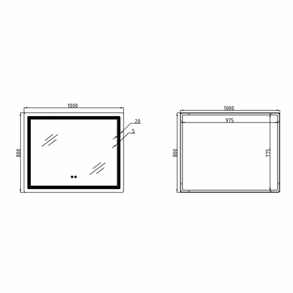 Зеркало Qtap Cardinal (CA2) 1000х800 с LED-подсветкой Touch, с антизапотеванием, с диммером, рег. темп. цвета (3000-6500K) QT0478C1008048455