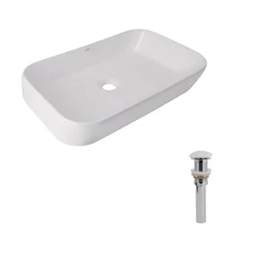 Комплект Qtap Scorpio: Раковина накладна 550x390x120 мм, White, прямокутна + Донний клапан Pop-up PU02