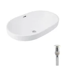 Комплект Qtap Leo: Раковина врезная 610x405x185 мм, White, овальная + Донный клапан Pop-up PU02O