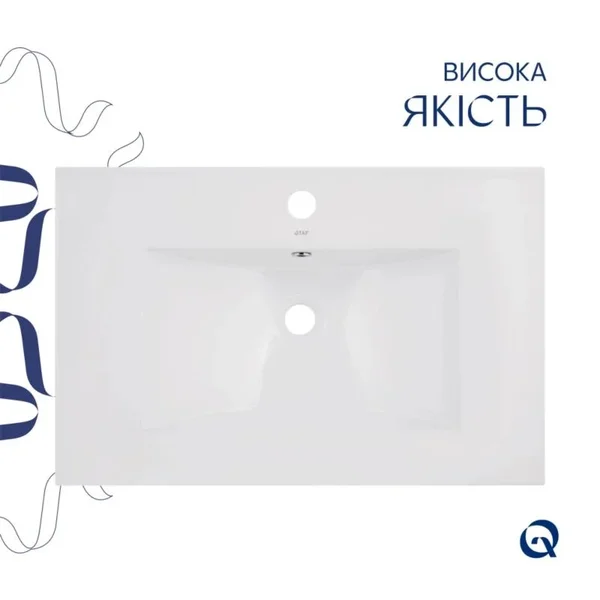 Комплект Albatross: Раковина врезная мебельная 720x460x180 мм, White, прямоугольная + Донный клапан Pop-up PU02O