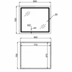 Зеркало Qtap Mideya (MI2) 800х700 с LED-подсветкой Touch, с антизапотеванием, с диммером, рег. яркости QT2078NCF807048476
