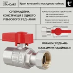 Кран шаровый Thermo Alliance PN40з Standart латунный прямой 3/4