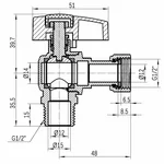 Кран шаровый Thermo Alliance Standart латунный никелированный угловой с накидной гайкой 1/2