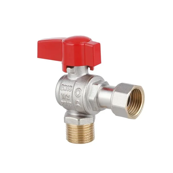 Кран шаровый Thermo Alliance Standart латунный никелированный угловой с накидной гайкой 1/2