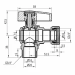 Кран шаровый Thermo Alliance Standart PN40 латунный угловой 3/4