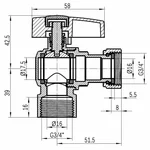 Кран шаровый Thermo Alliance Standart PN40 латунный угловой 3/4