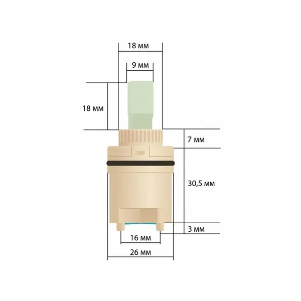 Картридж для змішувача Lidz Orion 001F, 001AF, 001FH керамічний 26×26×58 мм.5 мм (LD262658548577)