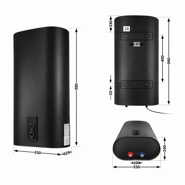 Водонагрівач Thermo Alliance DT80V20G/2В чорний, плоский вертикальний на 80 л з мокрим ТЕНом 2 кВт (DT80V20GPD/2В)