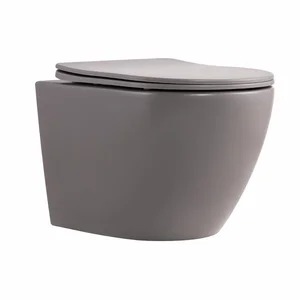 Унитаз подвесной Qtap Robin Ultra Quiet 520×365×340 мм, Stone grey, с сиденьем Slim Duroplast / Soft-close / Quick Release QTROB26SG48996