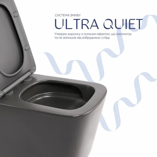 Унитаз подвесной Qtap Tern Ultra Quiet 520×345×325 мм, Anthracite, с сиденьем Slim Duroplast / Soft-close / Quick Release QTTER26AN48999
