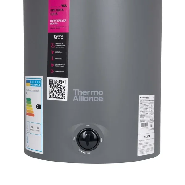 Водонагреватель электрический Thermo Alliance 80 л Grey универсальный, мокрый ТЭН 1,5 кВт D80VH15Q3G