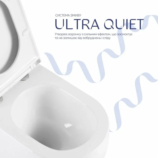 Подвесной унитаз Qtap Taurus Ultra Quiet керамический белый безободковый с сиденьем slim duroplast soft-close/quick release (QTTAU26W49116)