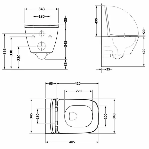 Подвесной унитаз Qtap Gemini Ultra Quiet белый безободковый с дюропластовым сиденьем Slim Soft-close / Quick Release (QTTAU26W49119)