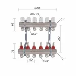 Колектор для теплої підлоги Thermo Alliance Standart TAS235W6E латунний з витратомірами та євроконусами 1
