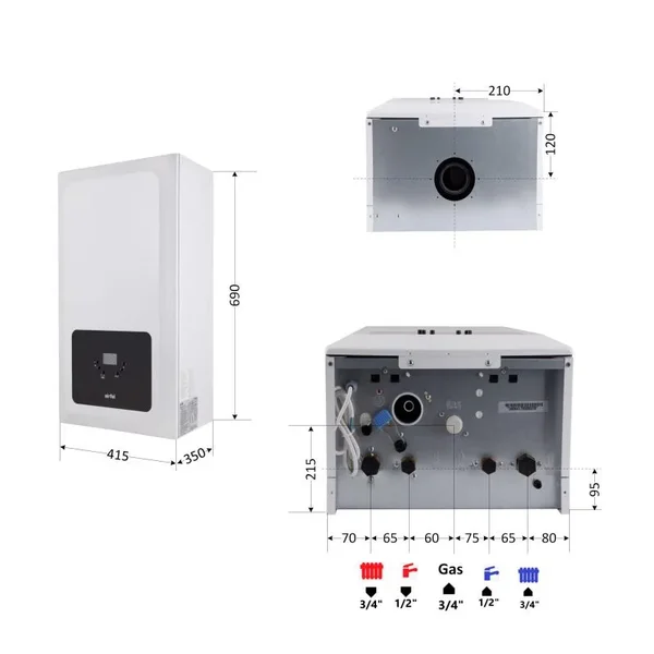 Котел газовый Airfel Optimum Premix 36 кВт конденсационный двухконтурный турбированный (A2CPX036EARU)